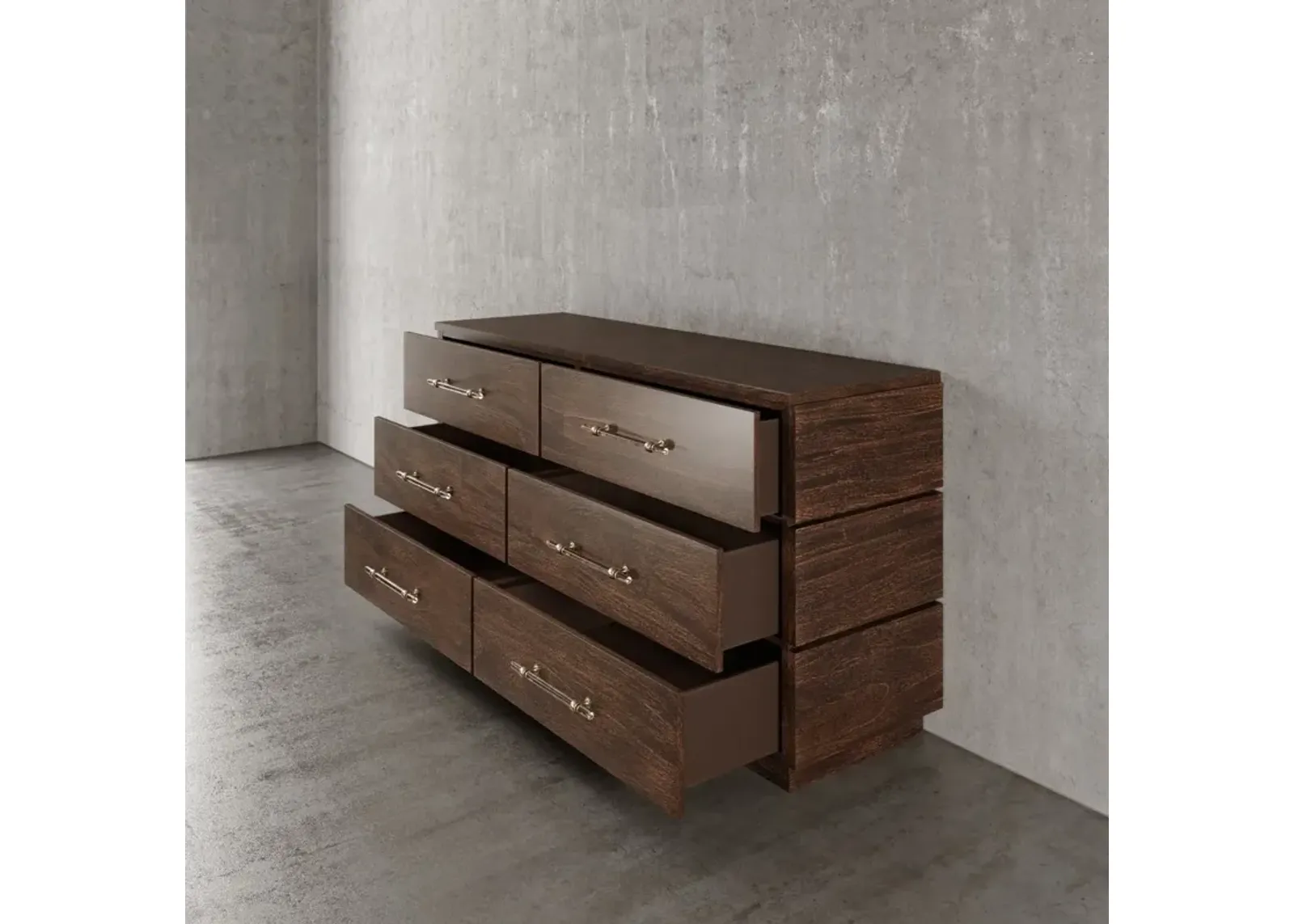 Casa Inspirata Mattone Dresser in Brunette Dark Brown Wood Finish