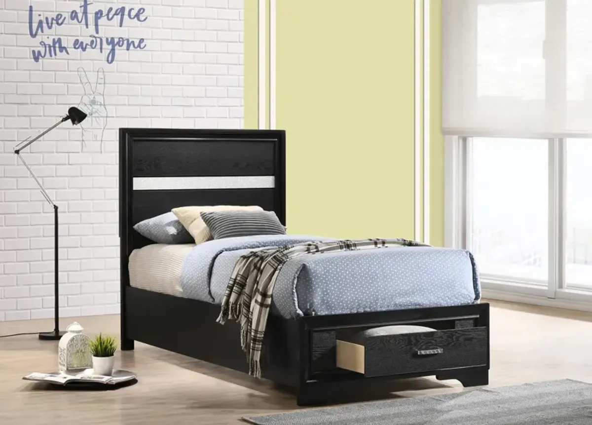 Coaster Miranda Wood Twin Storage Panel Bed Black