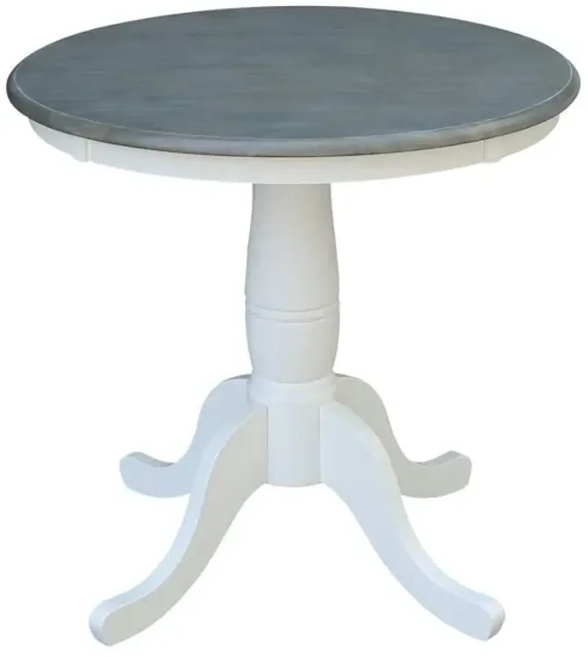 Dining Essentials 30 Inch Round Table Top with 30 Inch Traditional Pedestal Base in Heather Gray & White