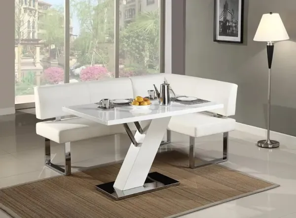 Chintaly Linden Contemporary Dining Set with Wooden Dining Table & Upholstered Nook