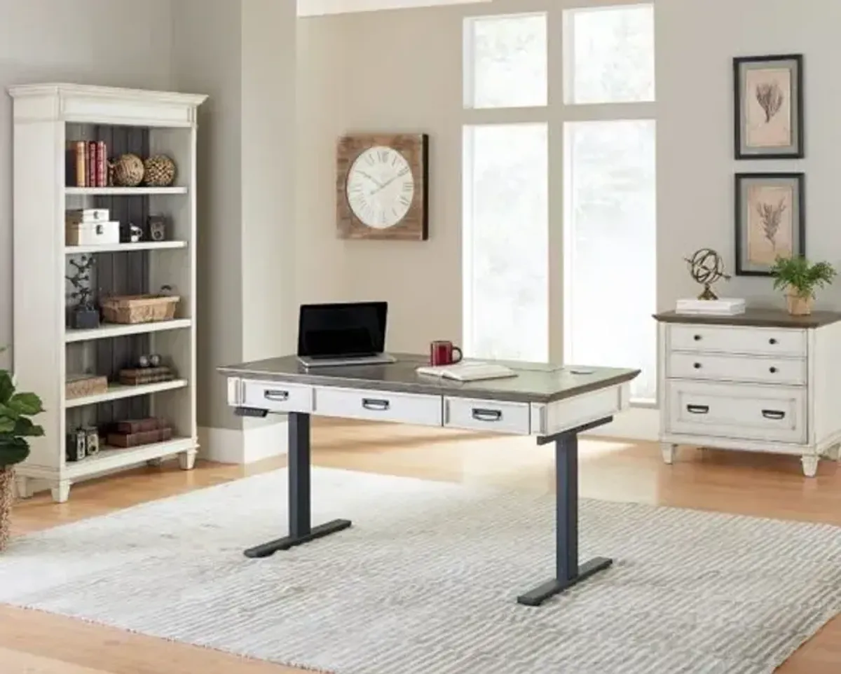 Martin Furniture Hartford Linen White with Gray Patterned Top Electric Sit/Stand Desk