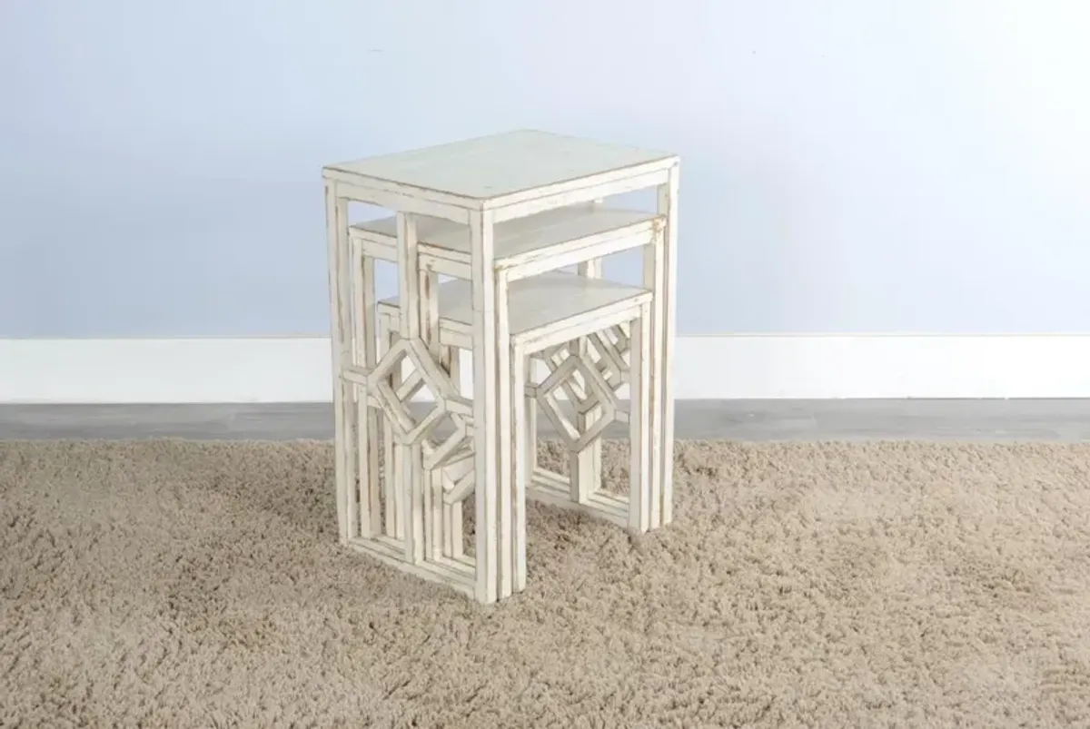 Sunny Designs Marina White Sand Nesting Tables Set