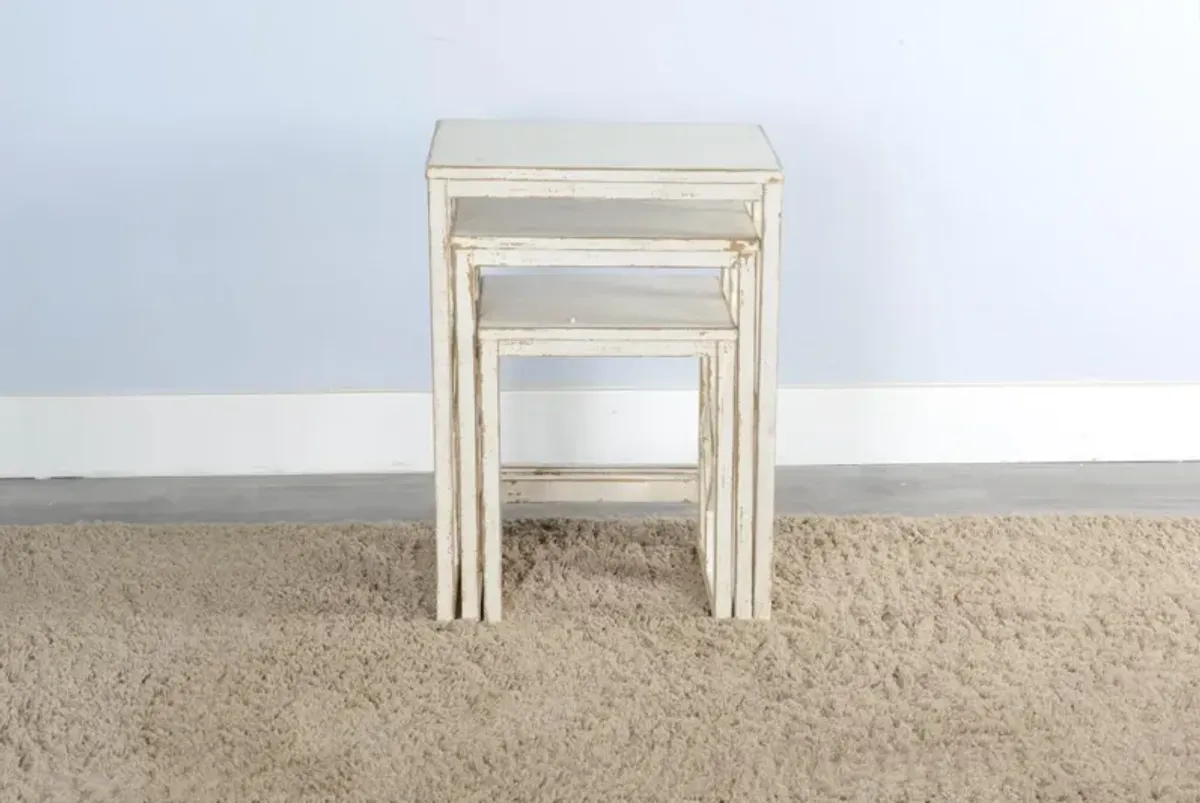 Sunny Designs Marina White Sand Nesting Tables Set