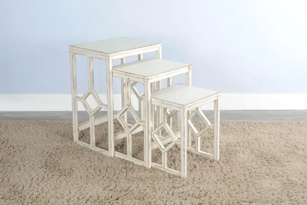 Sunny Designs Marina White Sand Nesting Tables Set