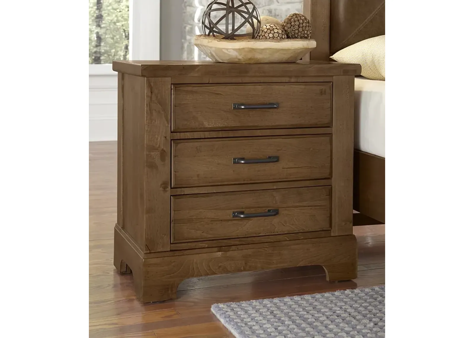 Vaughan-Bassett Cool Rustic Amber 3-Drawer Nightstand