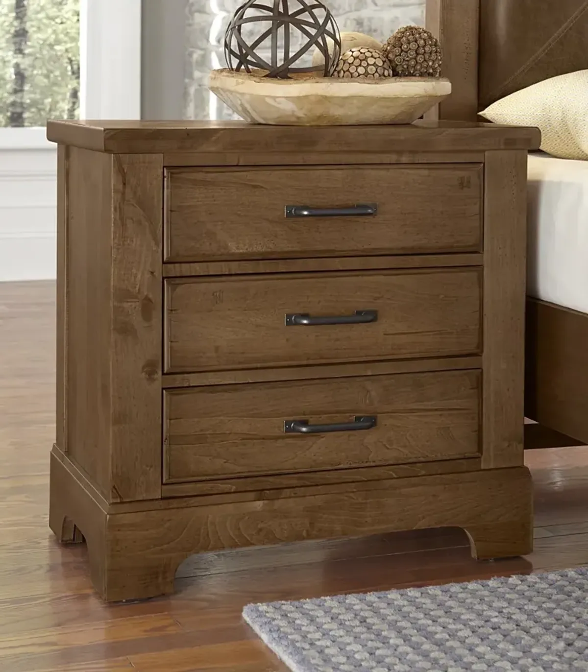 Vaughan-Bassett Cool Rustic Amber 3-Drawer Nightstand