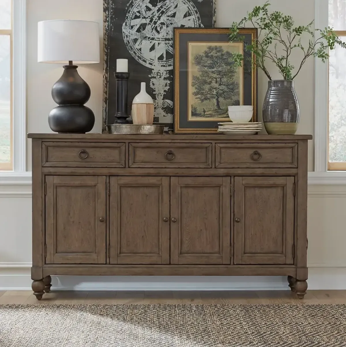 Liberty Furniture Americana Farmhouse Dusty Taupe Hall Buffet