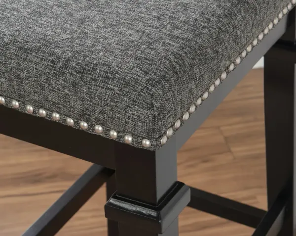 Linon Kennedy Black & White Tweed Backless Bar Stool