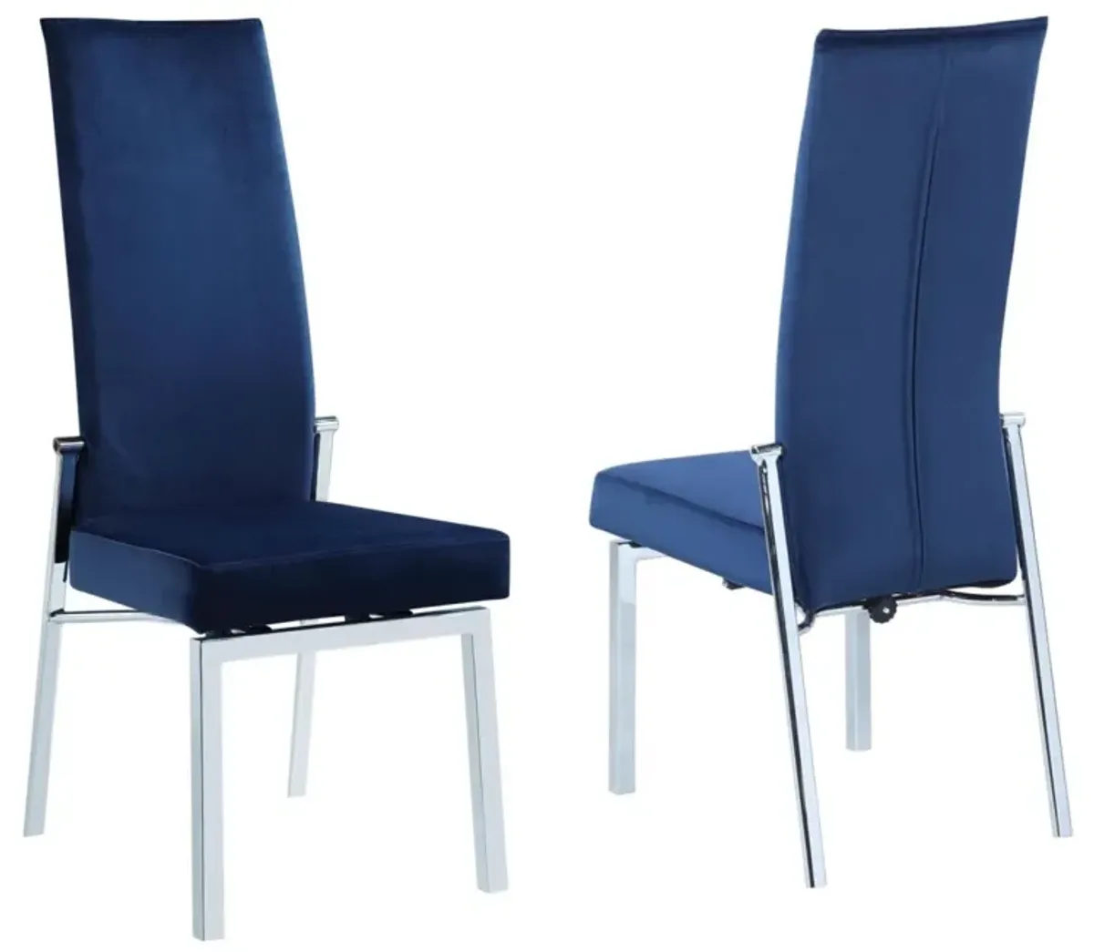 Chintaly Anabel Blue Contemporary Motion Back Side Chair with Chrome Frame