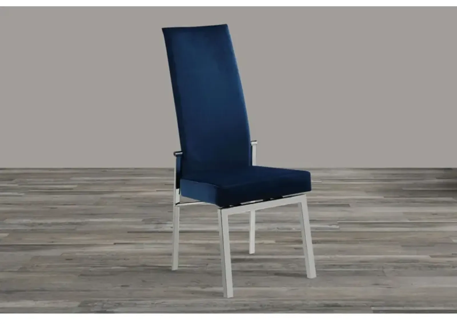 Chintaly Anabel Blue Contemporary Motion Back Side Chair with Chrome Frame