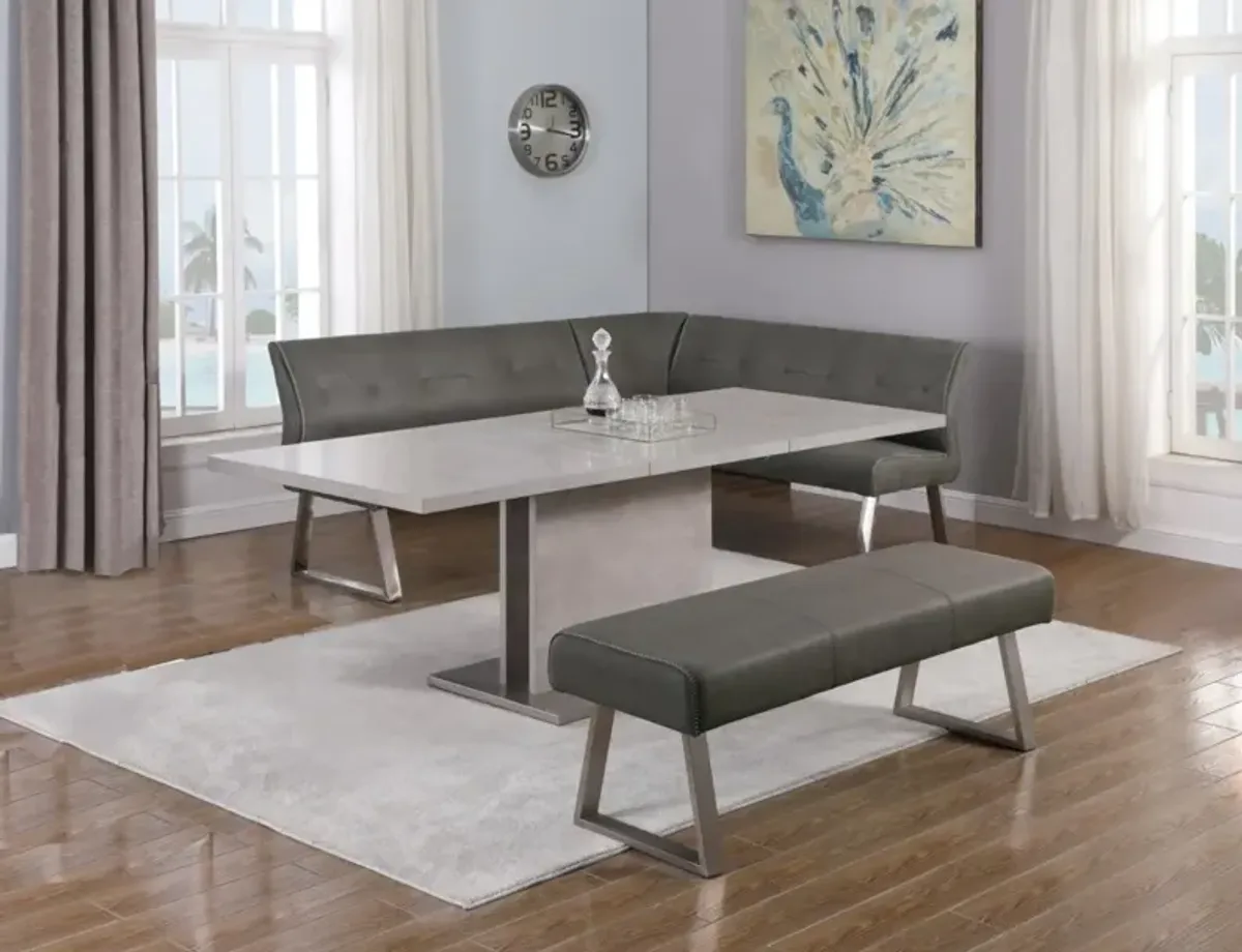 Chintaly Kalinda Contemporary Dining Set with Extendable Table Nook & Bench