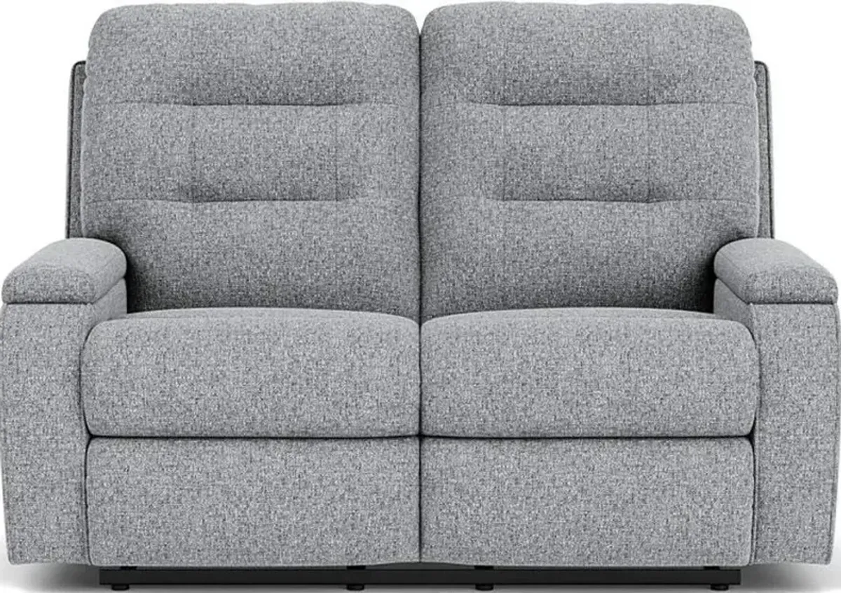 Flexsteel Kerrie Silver Tweed Reclining Loveseat