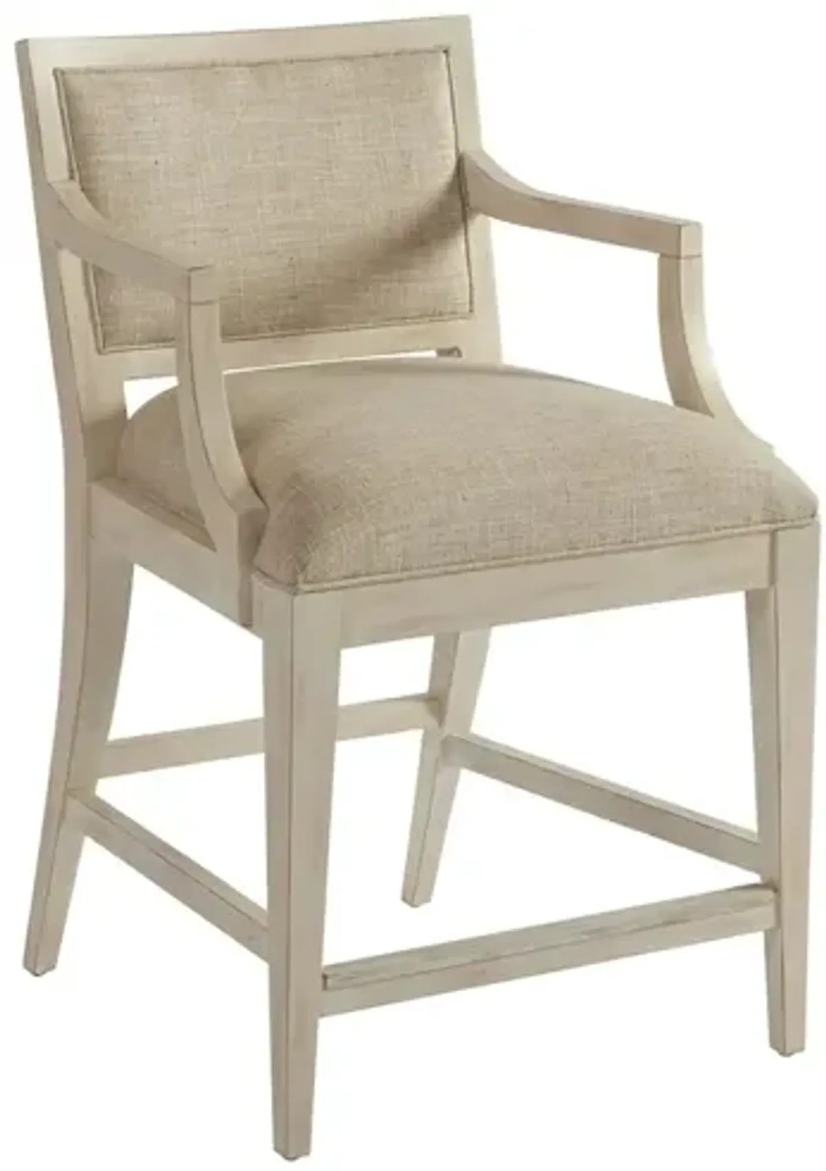 Barclay Butera by Lexington Newport Eastbluff 24 Inch Wood Upholstered Counter Stool White Washed/Ivory