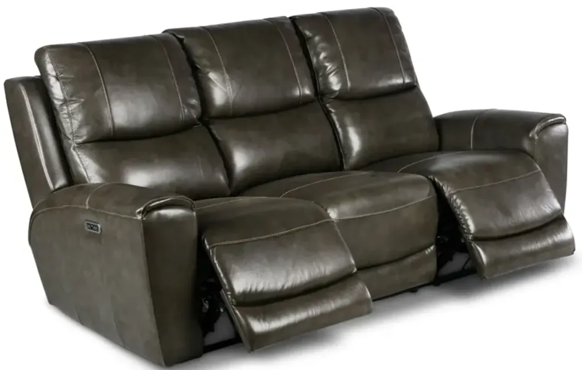 Steve Silver Laurel Leather Dual-Power Reclining Sofa Grey