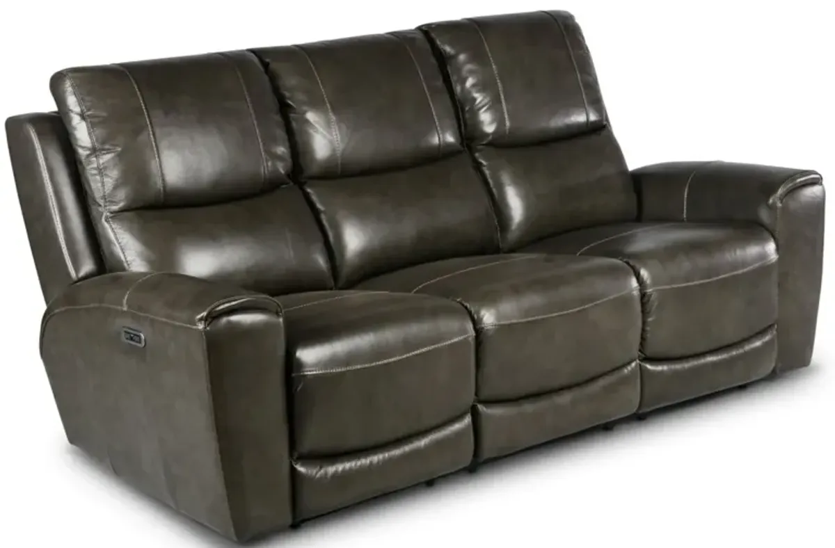 Steve Silver Laurel Leather Dual-Power Reclining Sofa Grey