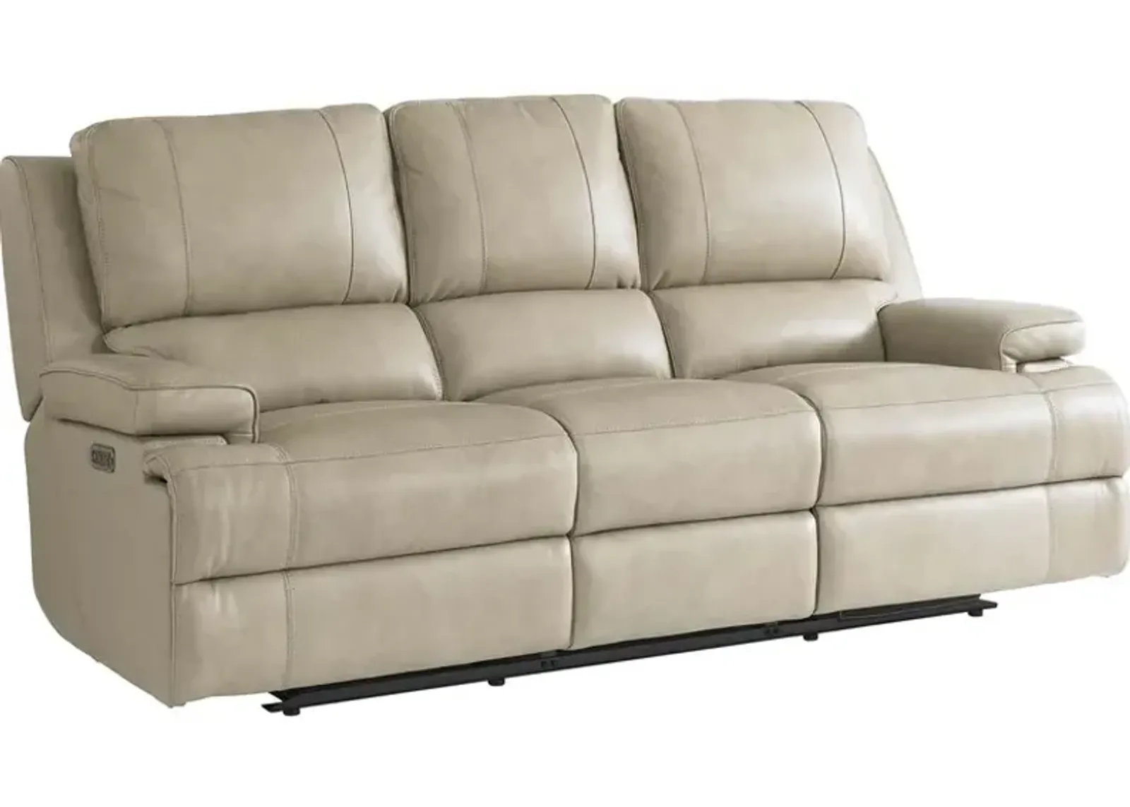 Bassett Parsons Flax Leather Triple Power Sofa