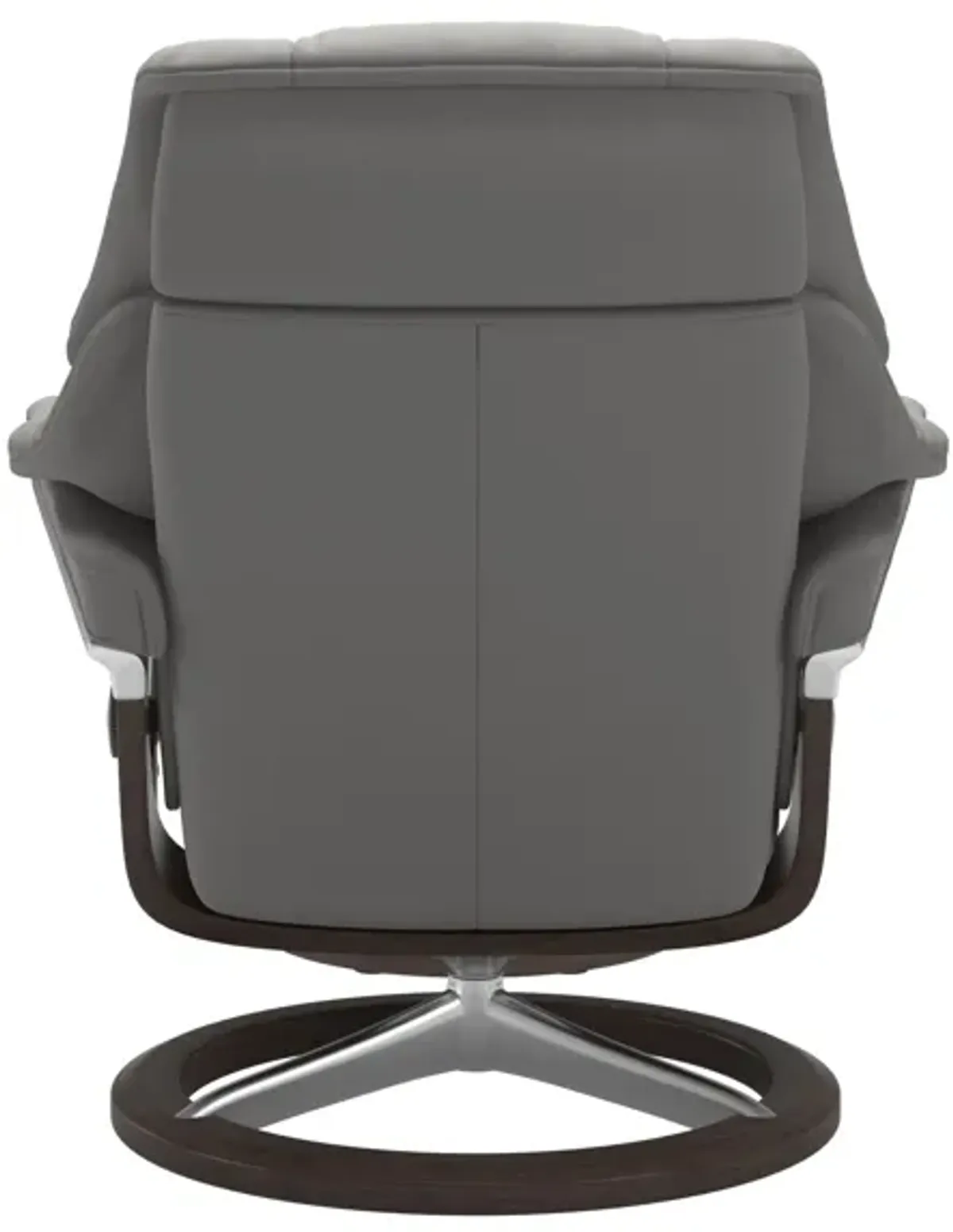 Stressless Reno Small Signature Base Chair & Ottoman in Paloma Silver Grey in Wenge Finish
