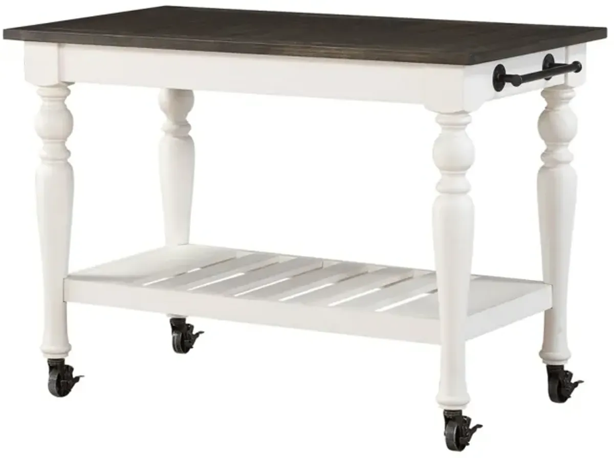 Steve Silver Joanna Kitchen Cart In Ivory & Mocha