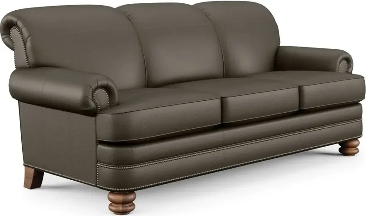 Flexsteel Bay Bridge Dark Gray Leather Sofa