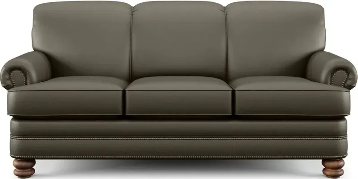 Flexsteel Bay Bridge Dark Gray Leather Sofa