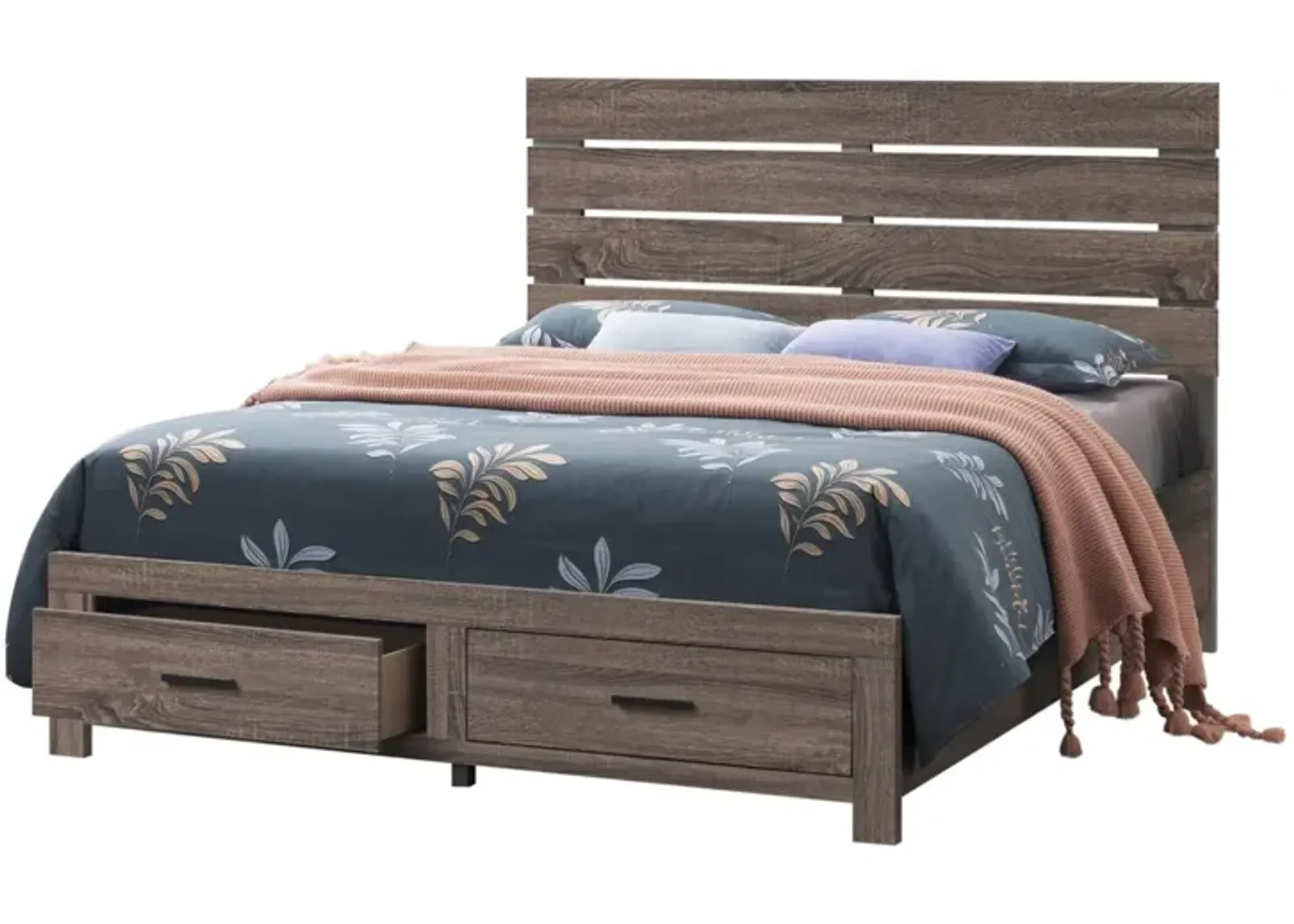 Coaster Brantford Wood King Storage Panel Bed Barrel Oak