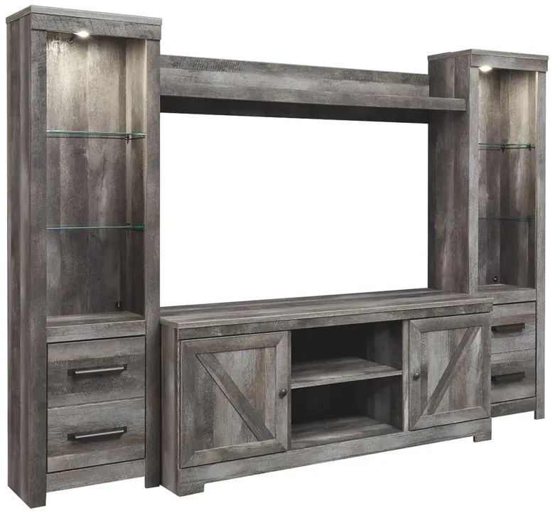 WYNNLOW 4-PIECE ENTERTAINMENT CENTER GRAY SIGNATURE DESIGN