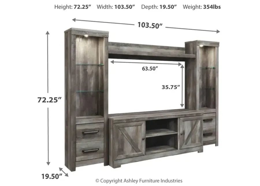 WYNNLOW 4-PIECE ENTERTAINMENT CENTER GRAY SIGNATURE DESIGN