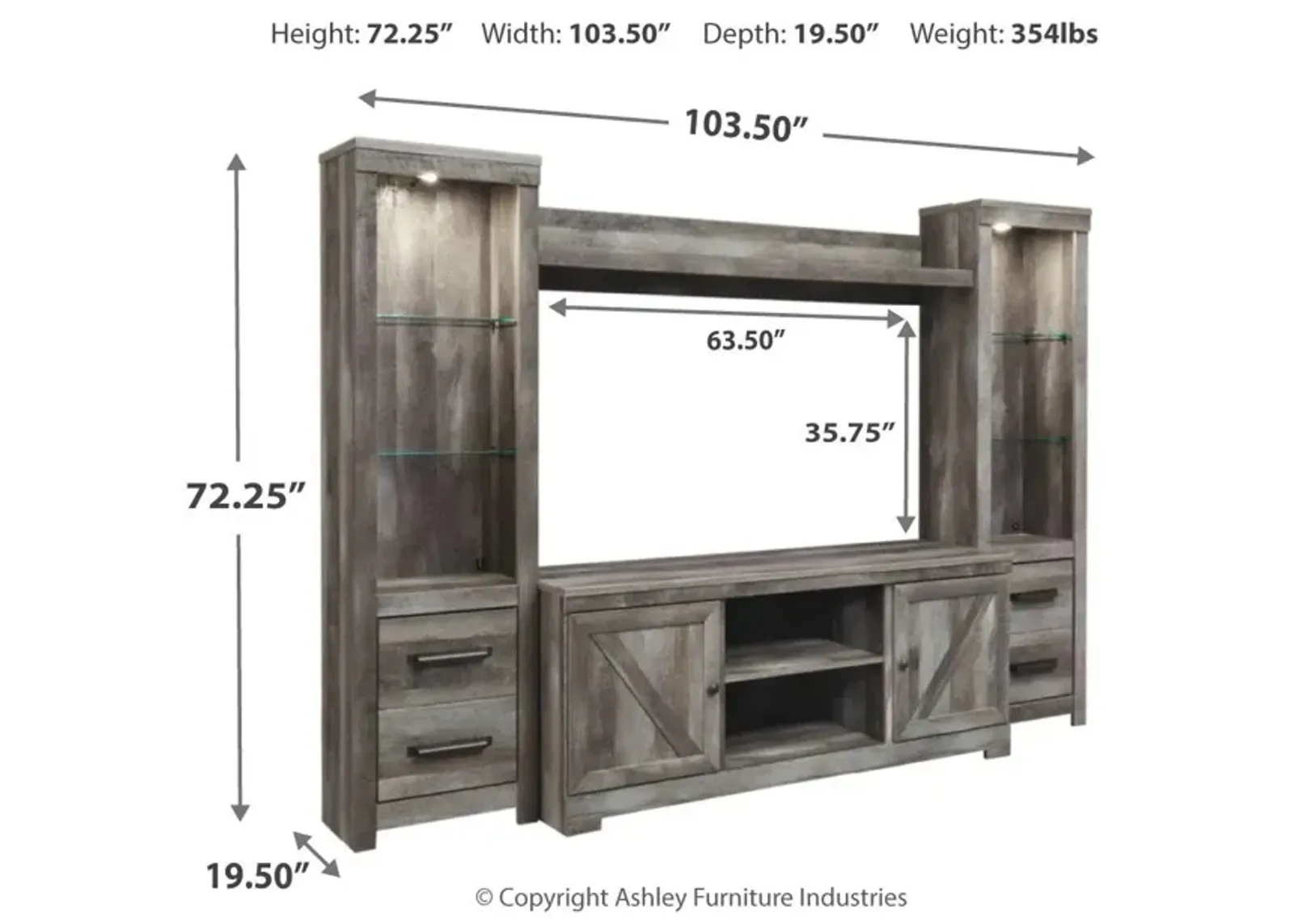 Ashley Wynnlow Gray 4-Piece Entertainment Center