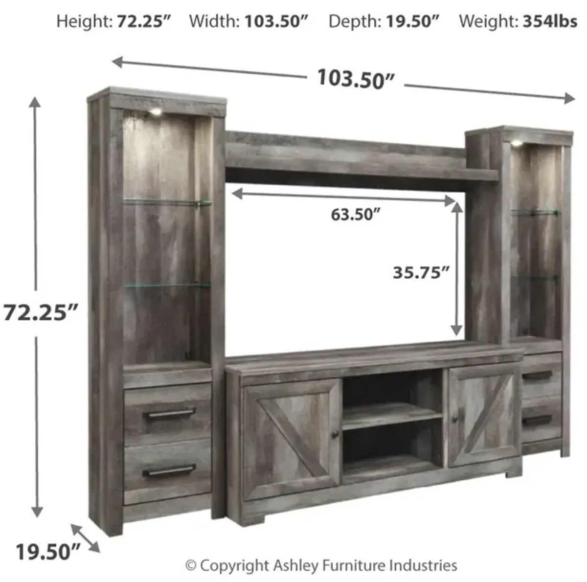 Ashley Wynnlow Gray 4-Piece Entertainment Center