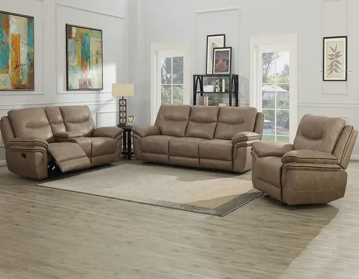 Steve Silver Isabella Sand Leather Console Loveseat Recliner