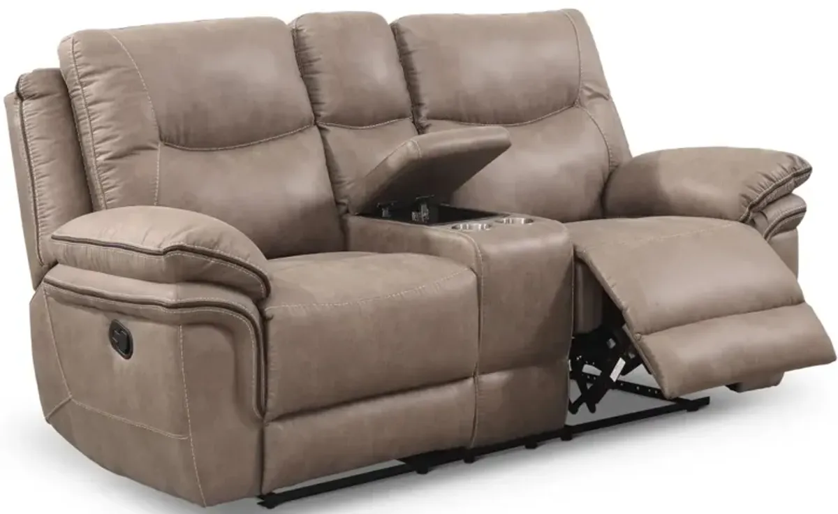Steve Silver Isabella Sand Leather Console Loveseat Recliner