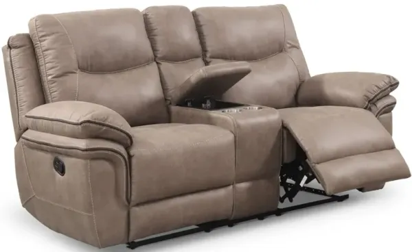 Steve Silver Isabella Sand Leather Console Loveseat Recliner