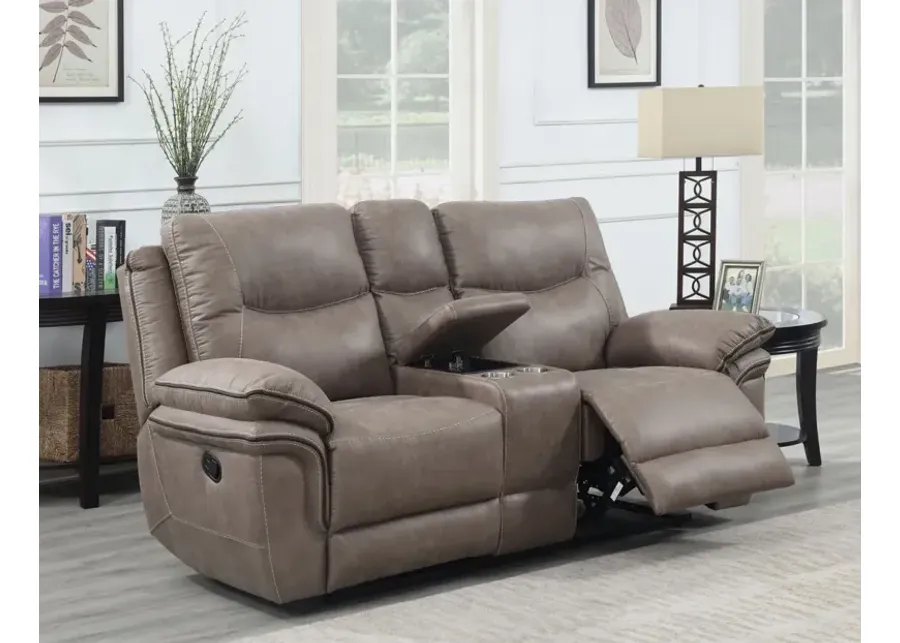 ISABELLA MANUAL RECLINING CONSOLE LOVESEAT SAND