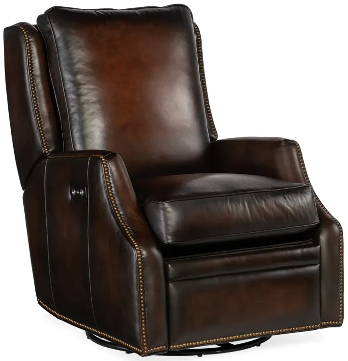 Hooker Furniture Kerley Sarzana Fortress Power Swivel Glider Leather Recliner Chair