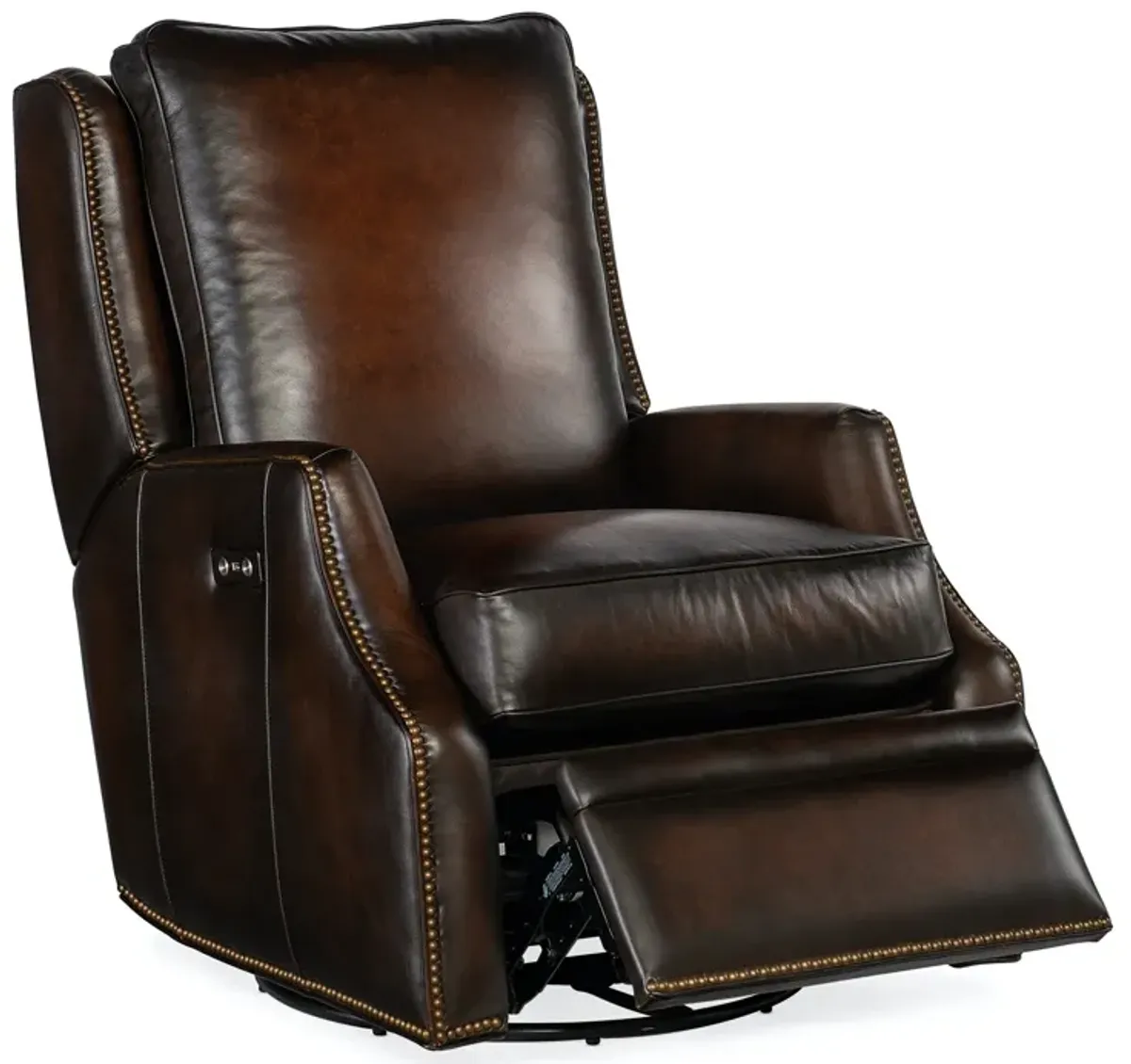 Hooker Furniture Kerley Sarzana Fortress Power Swivel Glider Leather Recliner Chair