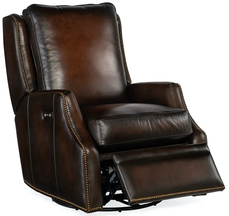 KERLEY SARZANA FORTRESS POWER SWIVEL GLIDER LEATHER RECLINER CHAIR