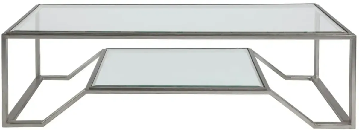 Artistica Home by Lexington Metal Designs Byron 60 Inch Rectangular Metal Cocktail Table Silver Leaf/Clear