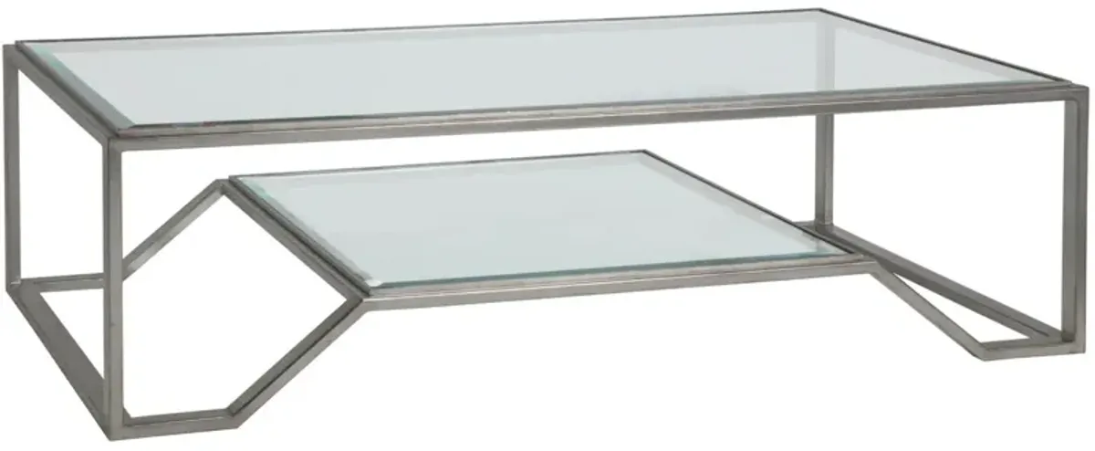 Artistica Home by Lexington Metal Designs Byron 60 Inch Rectangular Metal Cocktail Table Silver Leaf/Clear