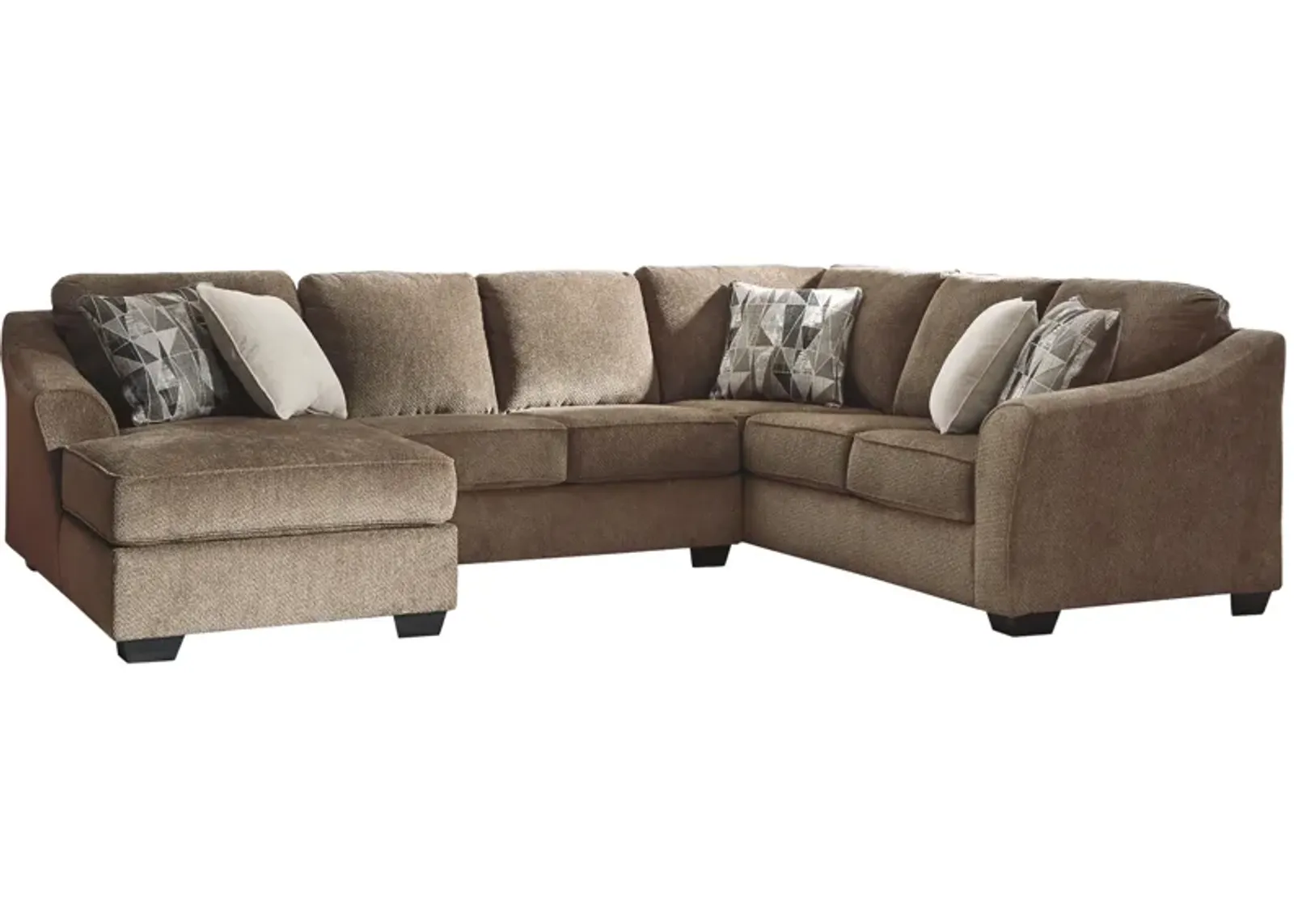 Ashley Graftin 3-Piece Sectional with Chaise Left-Arm Facing Teak