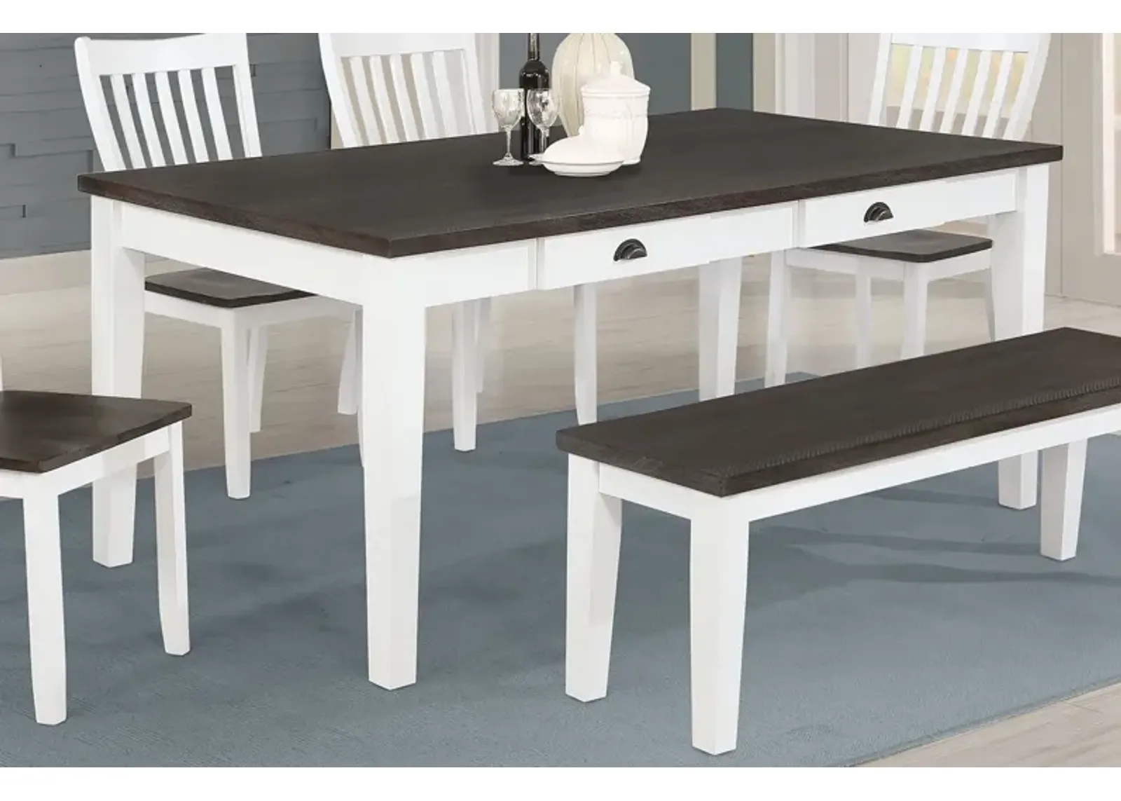 Coaster Kingman 72 Inch 4-Drawer Dining Table Distressed White