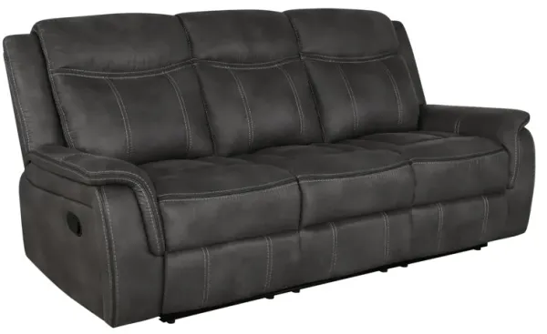 Coaster Lawrence Upholstered Padded Arm Reclining Sofa Charcoal