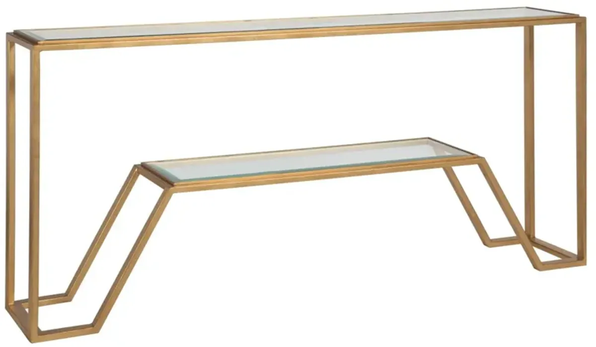 Artistica Home by Lexington Metal Designs Byron 73 Inch Modern Gold Leaf/Clear Console Accent Table