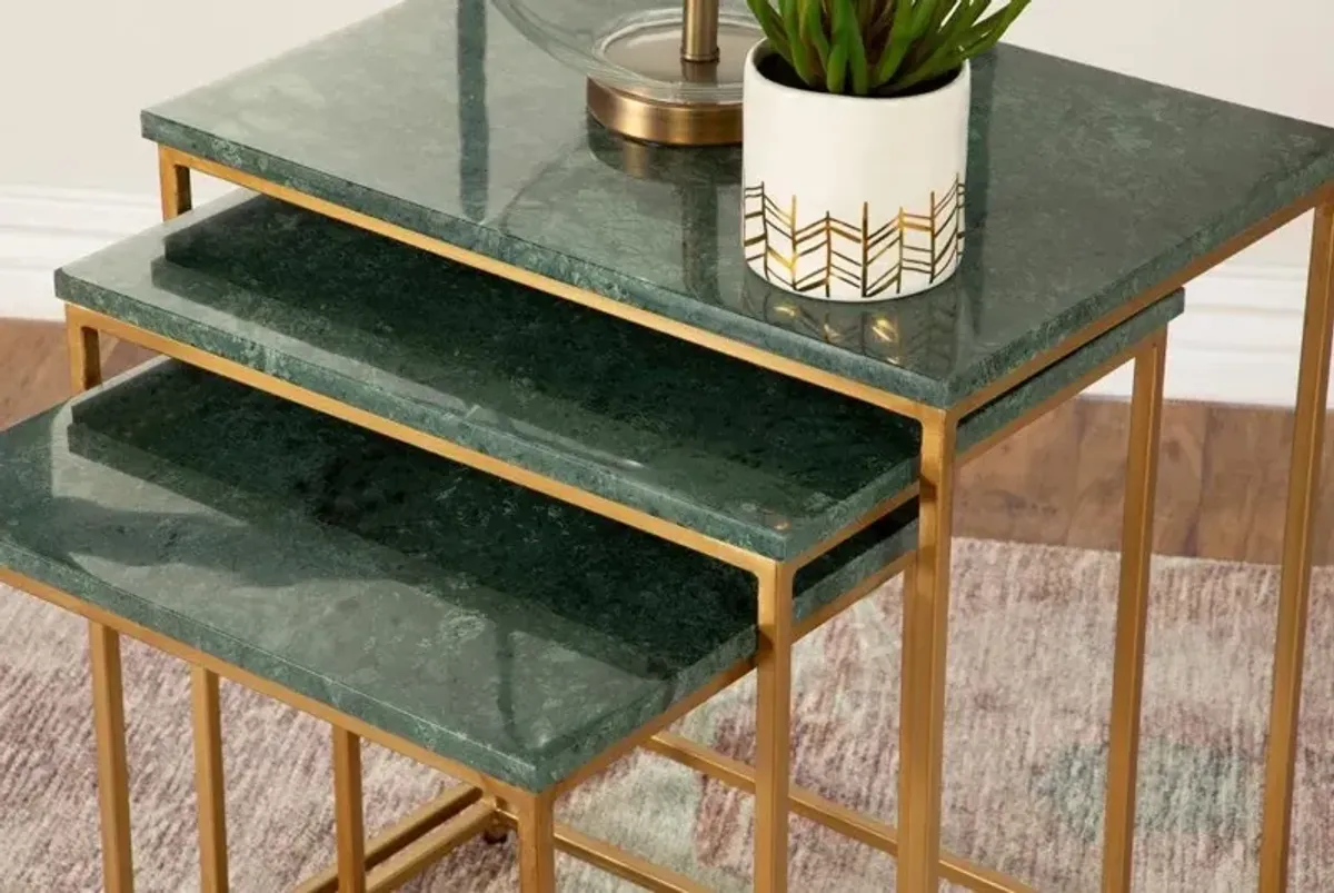 Coaster Medora 3-Piece Marble Top Nesting Table Set Green