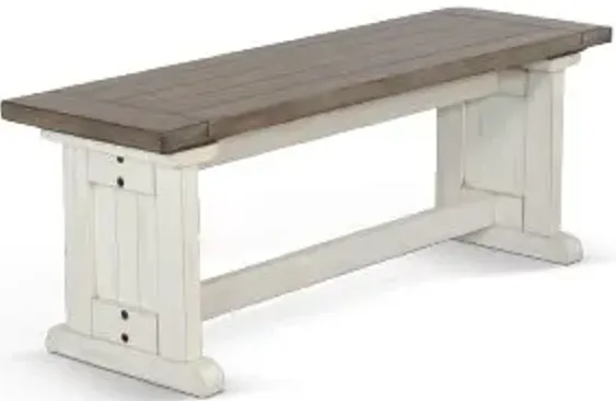 PASADENA MARBLE WHITE & BUCK SKIN SIDE BENCH