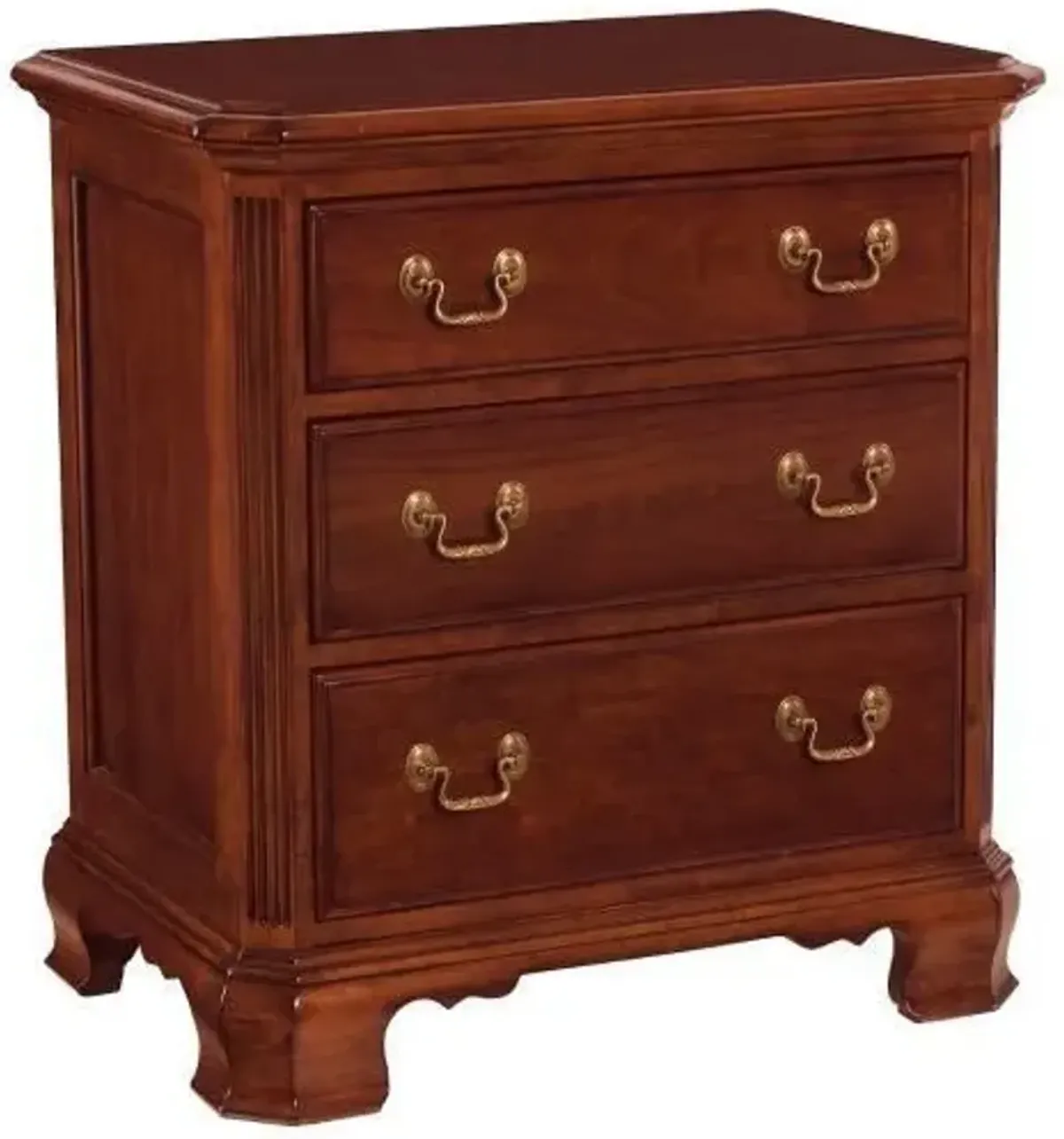 American Drew Traditional Mahogany Three-Drawer Nightstand with Brass Pulls