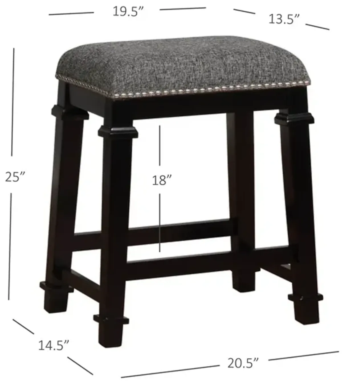 Linon Kennedy Black & White Tweed Backless Counter Stool