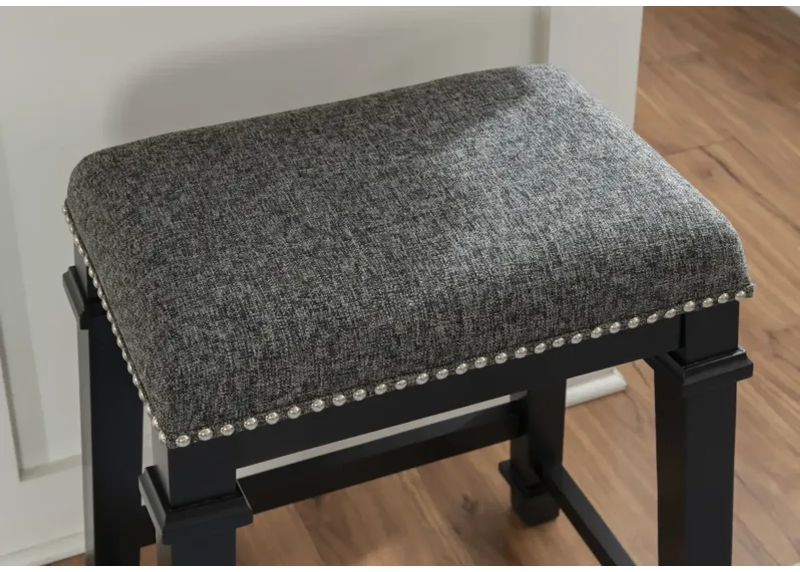 Linon Kennedy Black & White Tweed Backless Counter Stool