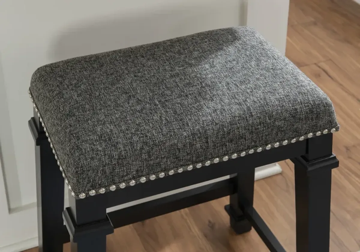 Linon Kennedy Black & White Tweed Backless Counter Stool