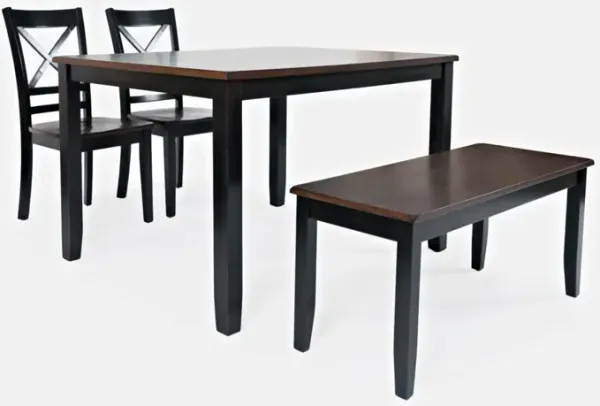Jofran Asbury Park Table with 2 Stools, Bench Black Autumn Brown