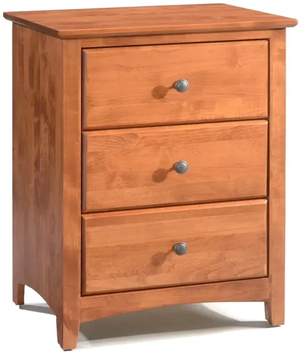 Archbold Shaker Tuscan Brown 3-Drawer Nightstand with Pewter Hardware